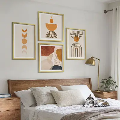 Composição de quadros estilo decoração minimalista boho