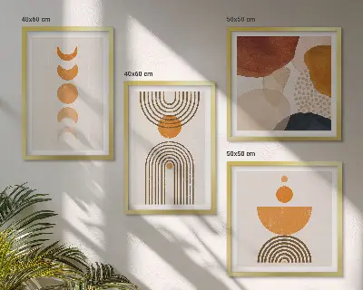 Composição de quadros estilo decoração minimalista boho