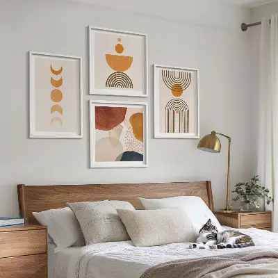 Composição de quadros estilo decoração minimalista boho