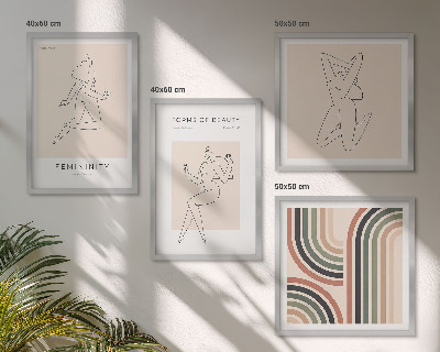 Conjunto de 4 quadros com moldura Silhuetas femininas em cartazes