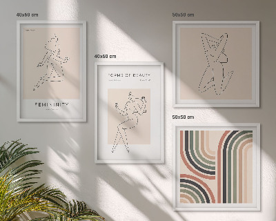 Conjunto de 4 quadros com moldura Silhuetas femininas em cartazes