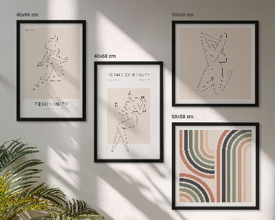 Conjunto de 4 quadros com moldura Silhuetas femininas em cartazes