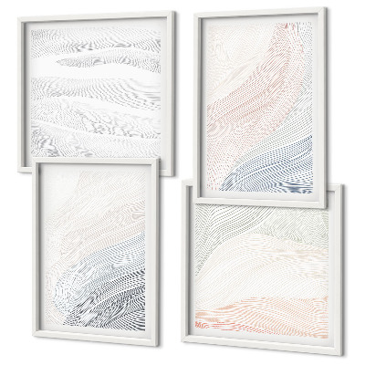 Políptico com moldura Ondas abstratas em tons pastel
