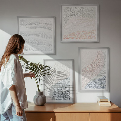 Políptico com moldura Ondas abstratas em tons pastel