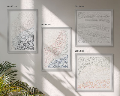 Políptico com moldura Ondas abstratas em tons pastel