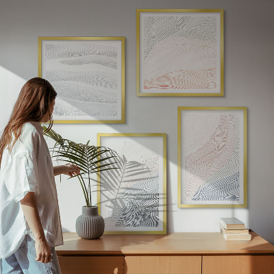 Políptico com moldura Ondas abstratas em tons pastel