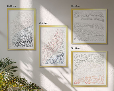 Políptico com moldura Ondas abstratas em tons pastel