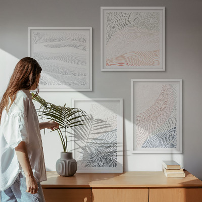 Políptico com moldura Ondas abstratas em tons pastel
