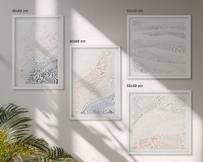 Políptico com moldura Ondas abstratas em tons pastel