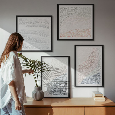 Políptico com moldura Ondas abstratas em tons pastel