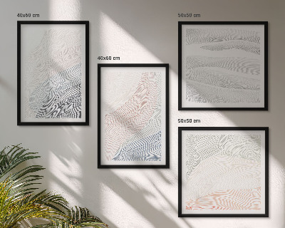 Políptico com moldura Ondas abstratas em tons pastel