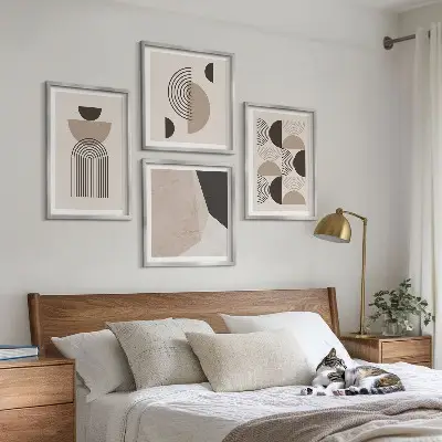 Composição de quadros com padrões geométricos abstratos