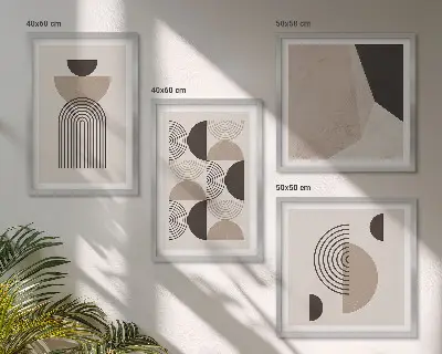 Composição de quadros com padrões geométricos abstratos
