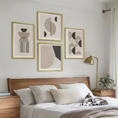 Composição de quadros com padrões geométricos abstratos