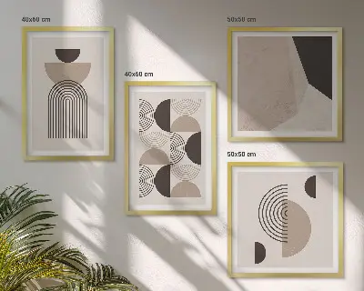 Composição de quadros com padrões geométricos abstratos