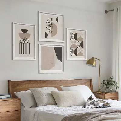 Composição de quadros com padrões geométricos abstratos
