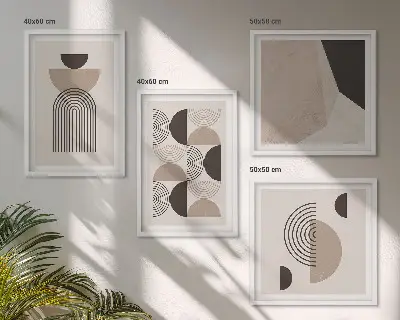 Composição de quadros com padrões geométricos abstratos