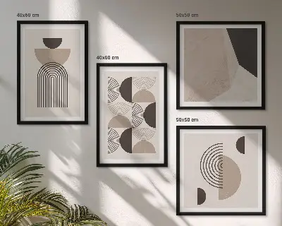 Composição de quadros com padrões geométricos abstratos