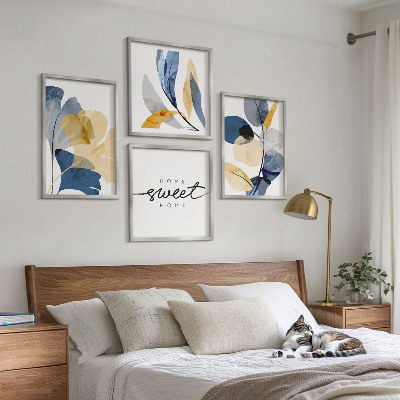Políptico com moldura Motivos de plantas em aquarela