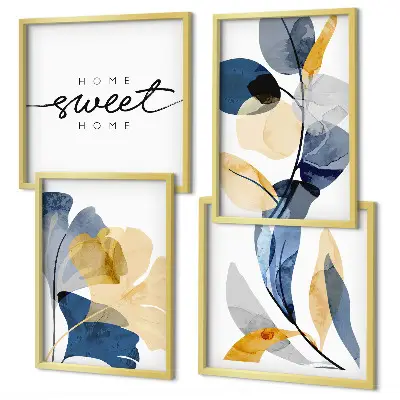 Políptico com moldura Motivos de plantas em aquarela políptico com moldura de motivos de plantas em aquarela