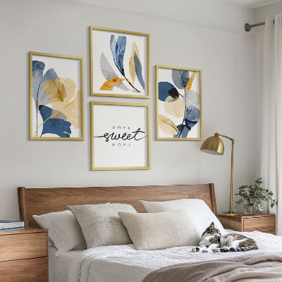 Políptico com moldura Motivos de plantas em aquarela
