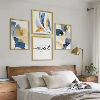 Políptico com moldura Motivos de plantas em aquarela políptico com moldura de motivos de plantas em aquarela