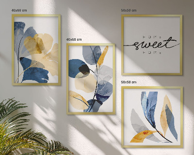 Políptico com moldura Motivos de plantas em aquarela