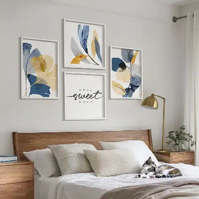 Políptico com moldura Motivos de plantas em aquarela políptico com moldura de motivos de plantas em aquarela