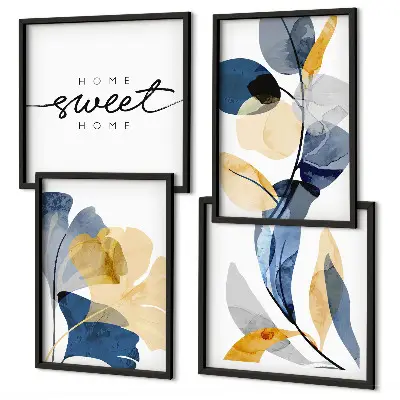 Políptico com moldura Motivos de plantas em aquarela políptico com moldura de motivos de plantas em aquarela