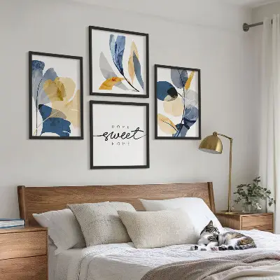Políptico com moldura Motivos de plantas em aquarela políptico com moldura de motivos de plantas em aquarela