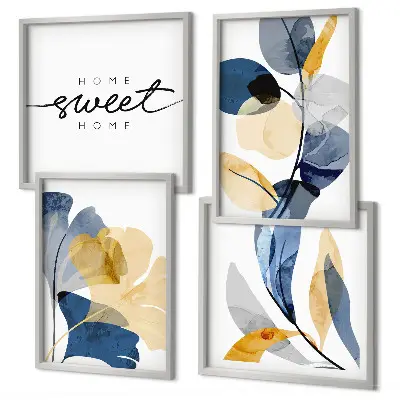 Políptico com moldura Motivos de plantas em aquarela políptico com moldura de motivos de plantas em aquarela