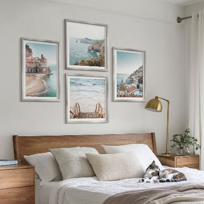 Composição de quadros Vistas da praia em tons pastel de verão