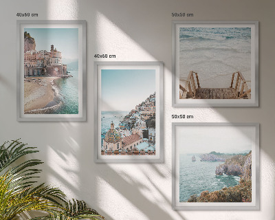 Composição de quadros Vistas da praia em tons pastel de verão