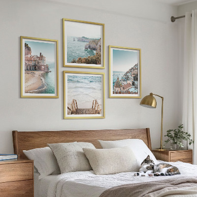Composição de quadros Vistas da praia em tons pastel de verão