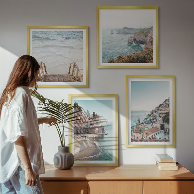 Composição de quadros Vistas da praia em tons pastel de verão