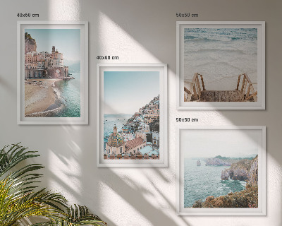 Composição de quadros Vistas da praia em tons pastel de verão
