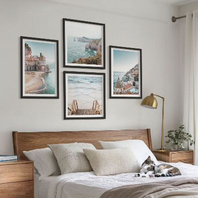 Composição de quadros Vistas da praia em tons pastel de verão