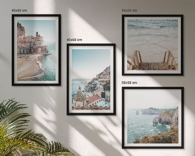 Composição de quadros Vistas da praia em tons pastel de verão