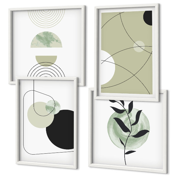 Políptico com moldura Formas abstratas e cores