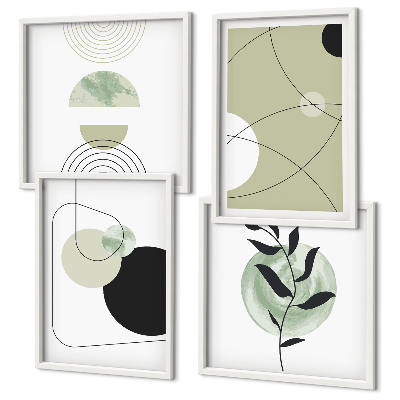 Políptico com moldura Formas abstratas e cores