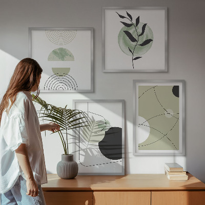 Políptico com moldura Formas abstratas e cores