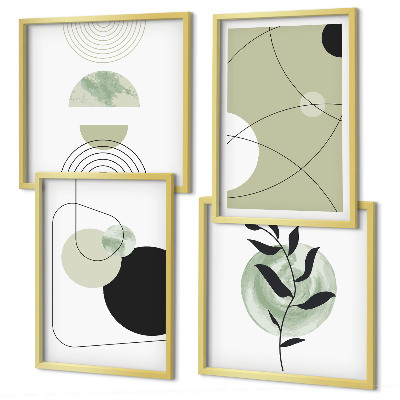 Políptico com moldura Formas abstratas e cores