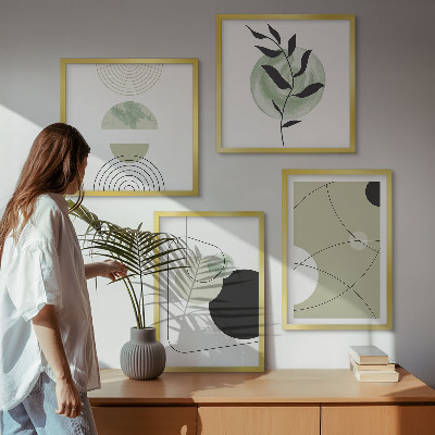 Políptico com moldura Formas abstratas e cores