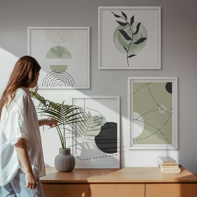 Políptico com moldura Formas abstratas e cores