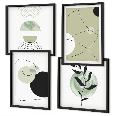 Políptico com moldura Formas abstratas e cores