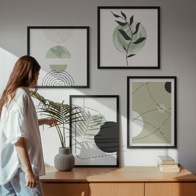Políptico com moldura Formas abstratas e cores