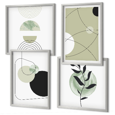 Políptico com moldura Formas abstratas e cores