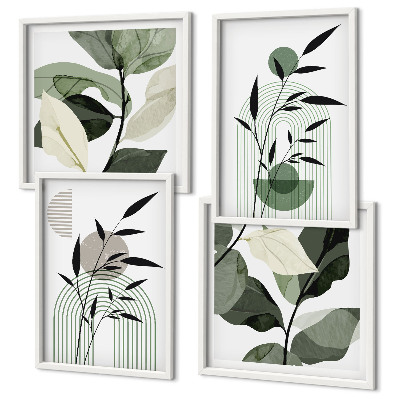 Conjunto de 4 quadros com moldura Composições de plantas boho