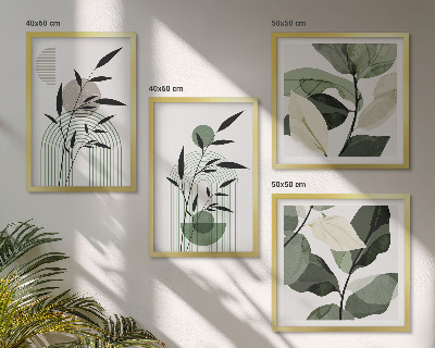Conjunto de 4 quadros com moldura Composições de plantas boho