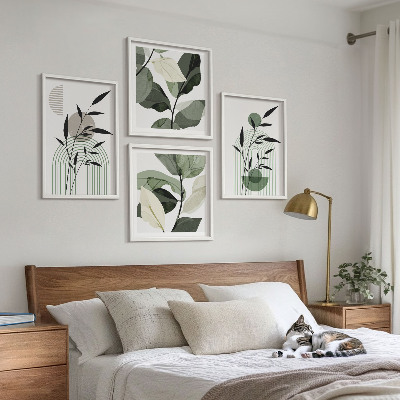 Conjunto de 4 quadros com moldura Composições de plantas boho